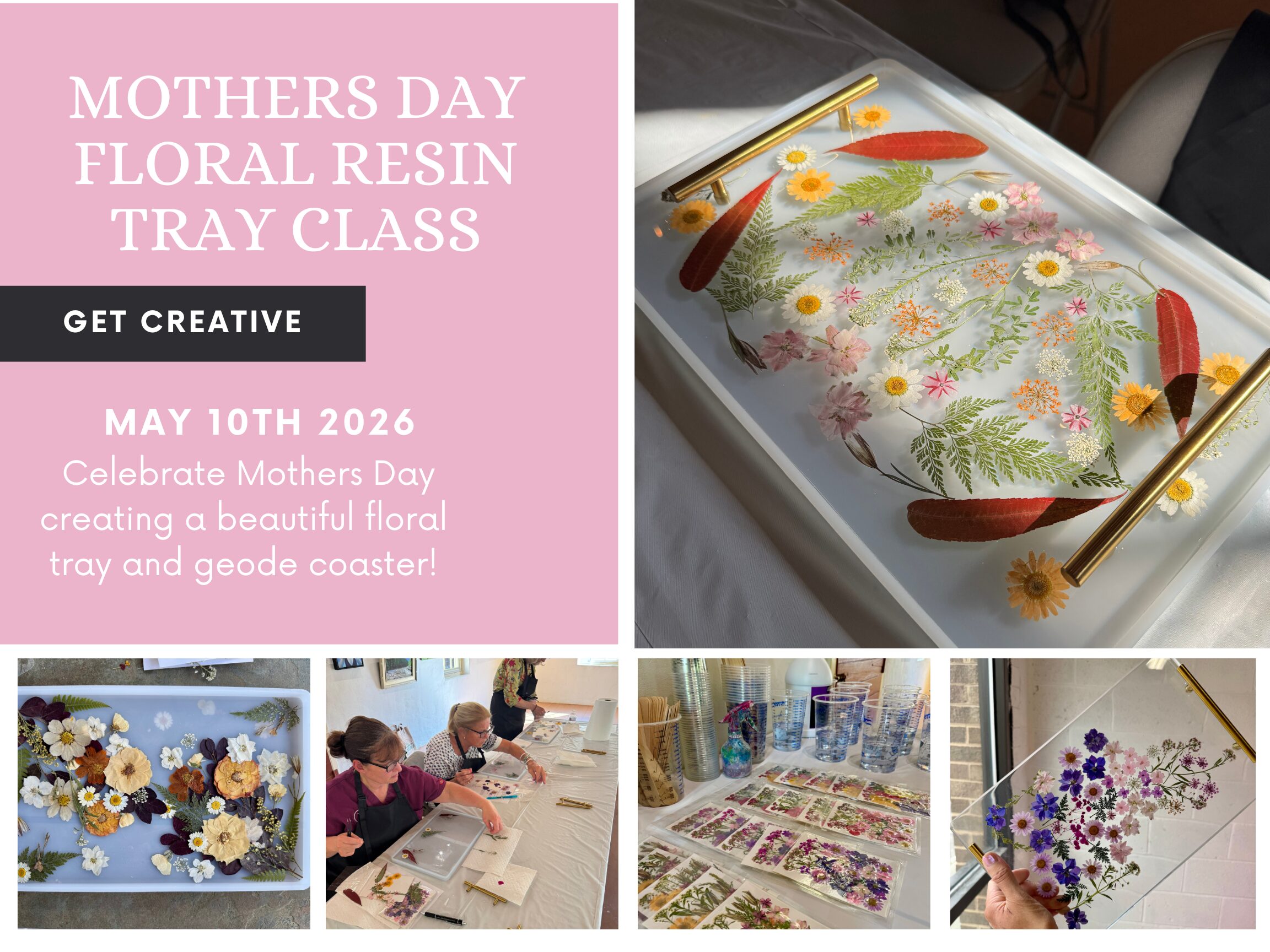 Mother's Day Resin Craft with Dream Topography - Floral Trays & Geode Coasters