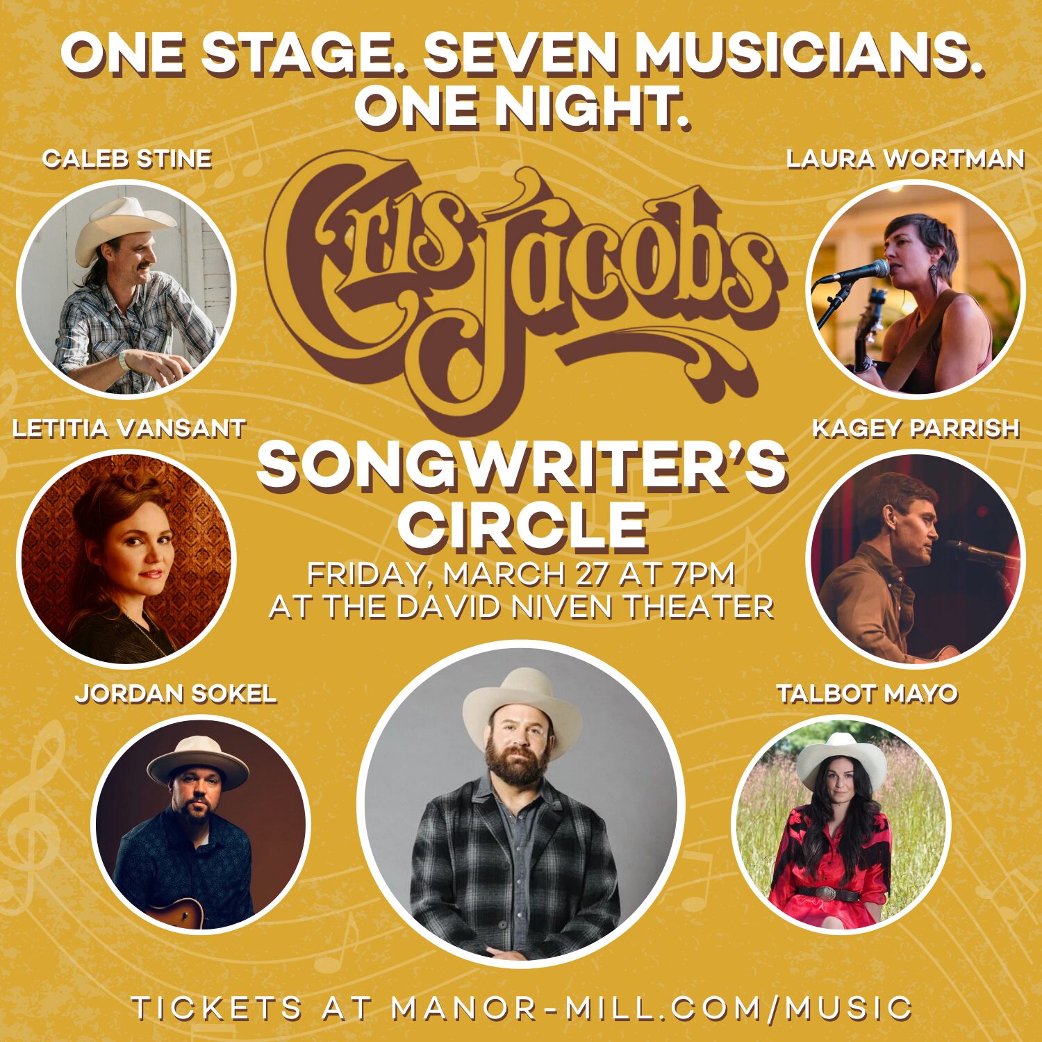 One Stage. Seven Musicians. One Night: An Evening of Songwriters, hosted by Cris Jacobs
